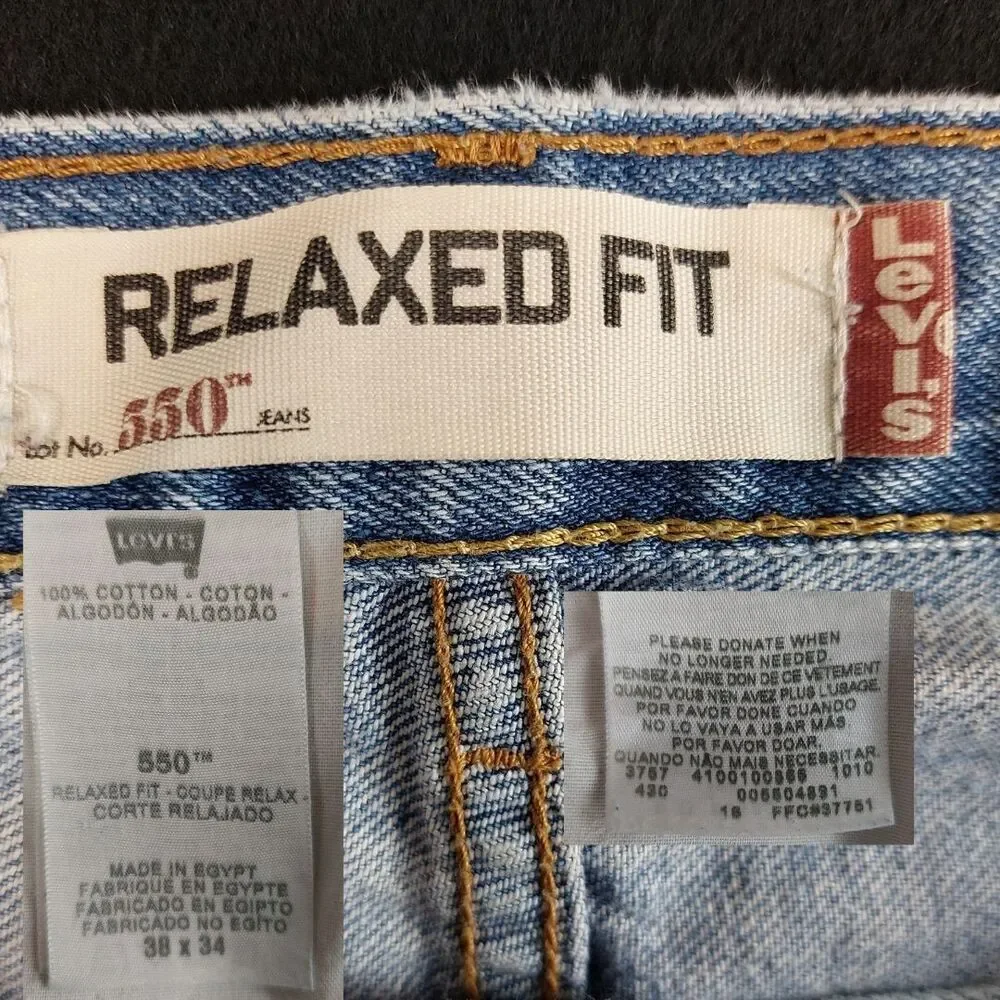 Levi's 550 Relaxed Fit Jeans Men's 38x34 Blue Natural Fade High Rise